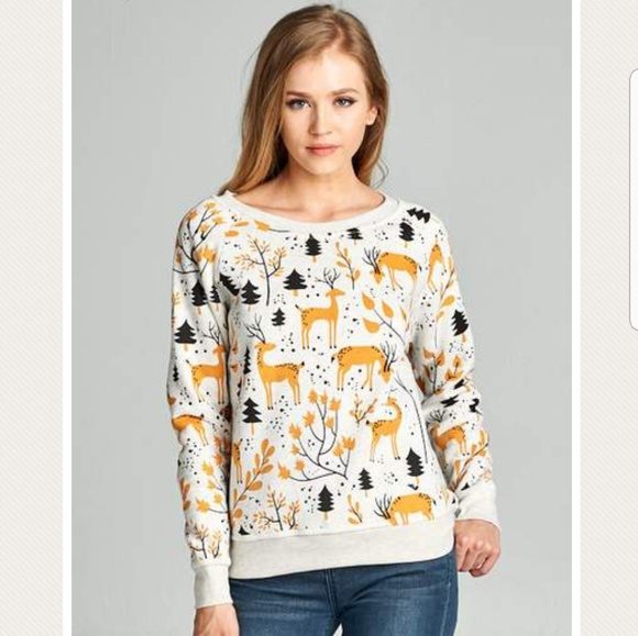 Deer Print Sweatshirt - Picture 1 of 1